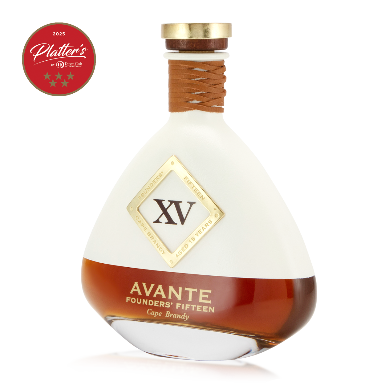 Side view of the Avante Founders' Fifteen XV Bottle of Brandy