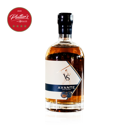 Avante Brandy VS Bottle Front View with platter award