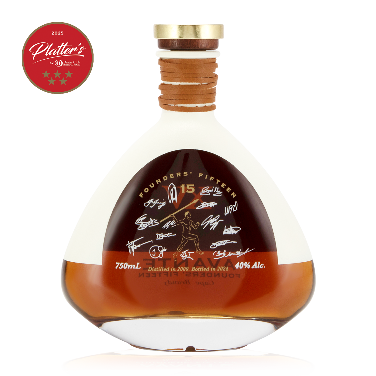 Rear view of the Avante Founders' Fifteen XV Bottle of Brandy