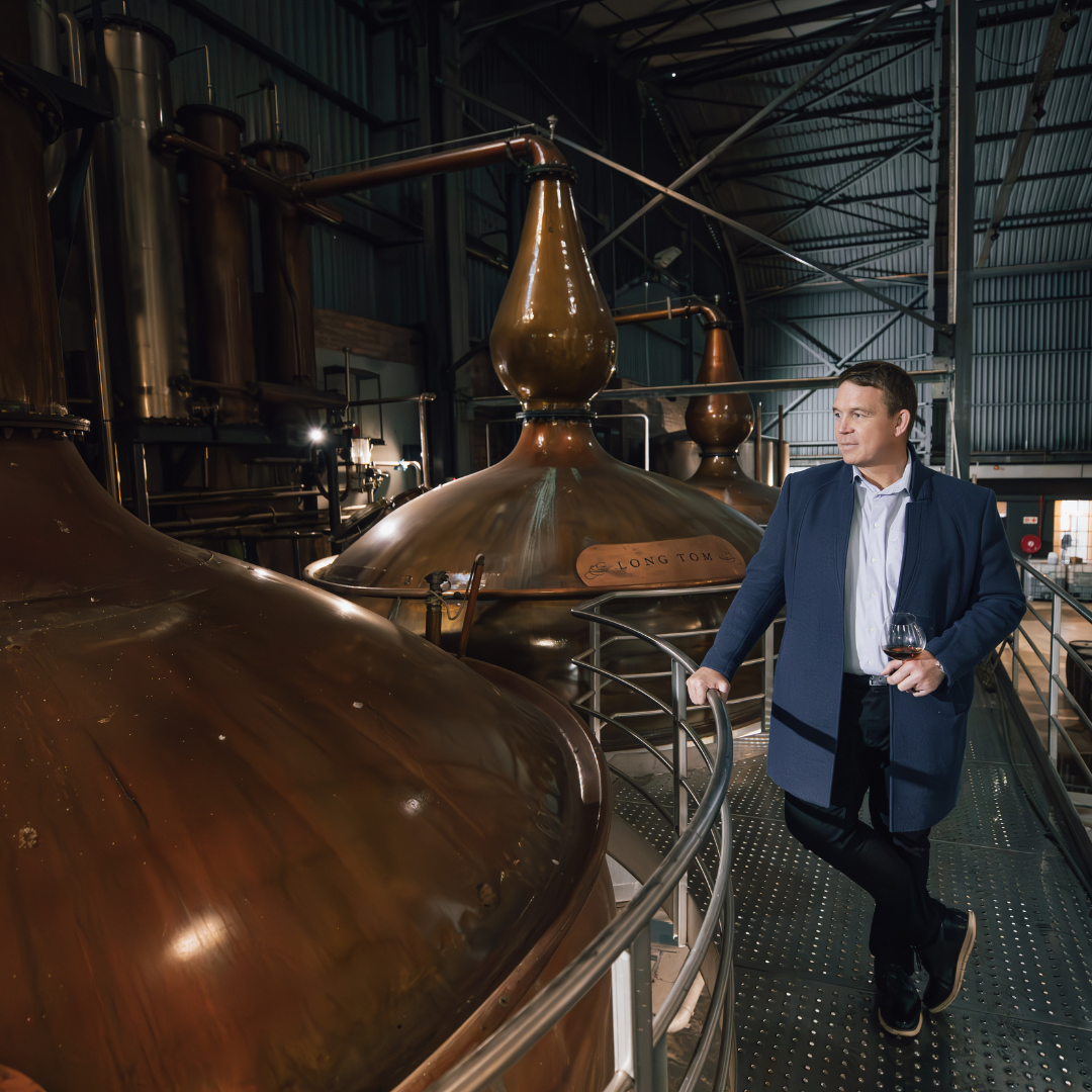 John Smit Avante Brandy Founder at Cape Brandy Distillery with VSOP in hand.